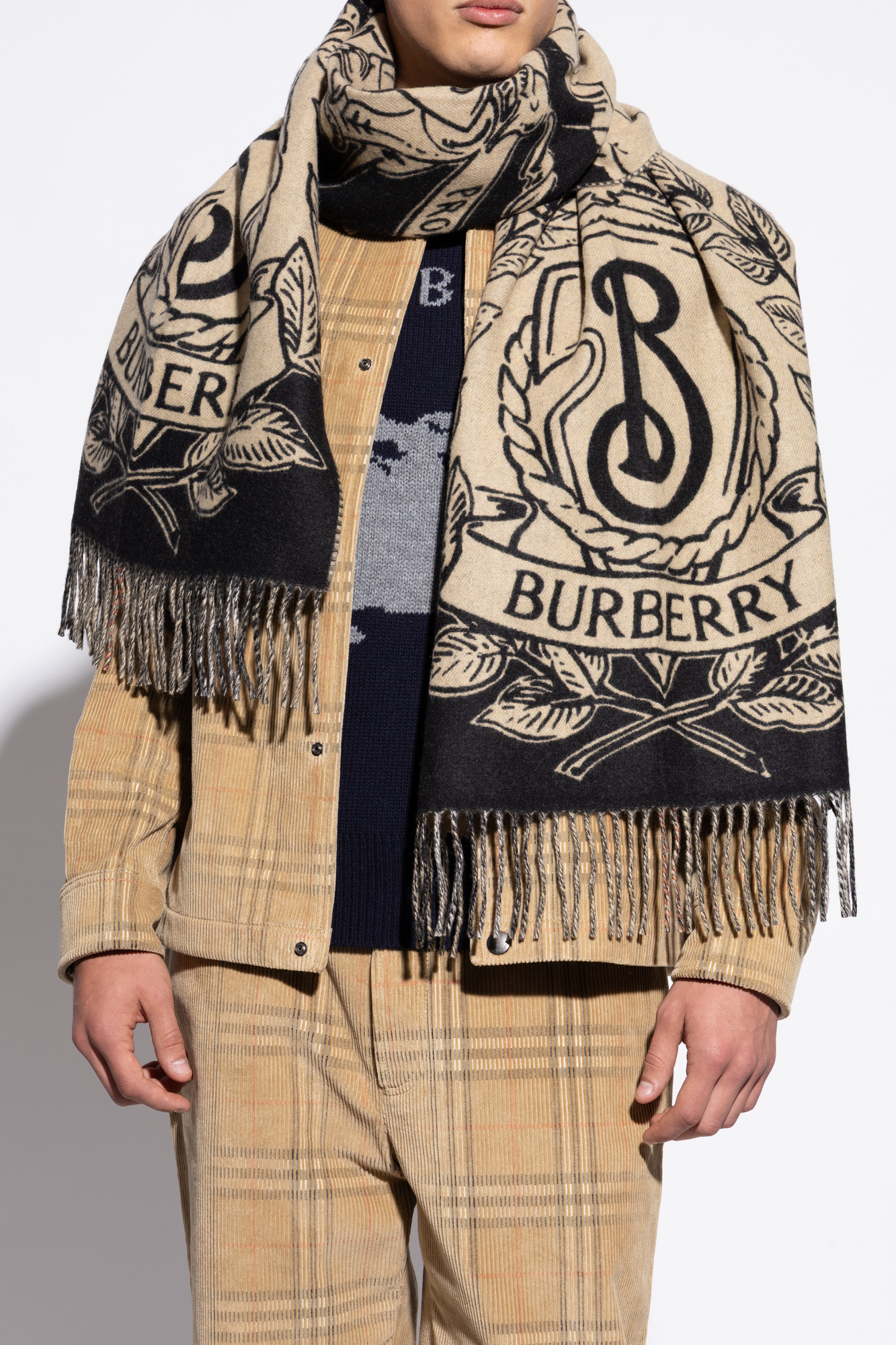 マフラー・ストール Burberry FW25 Beige wool scarf (8109562 A2021) Beige Wool scarf with logo Burberry - Vitkac France